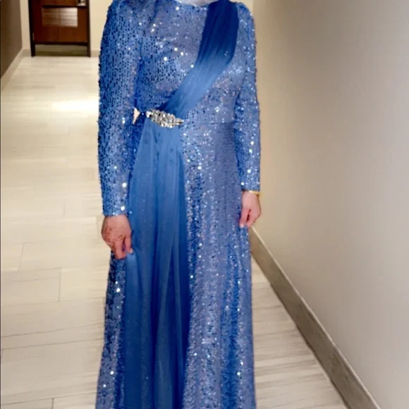 A Sequin All Over Dress With A Stash With A Beautiful Beads A Must Have | Color: Blue | Size: 8 | Hannah200220033's Closet